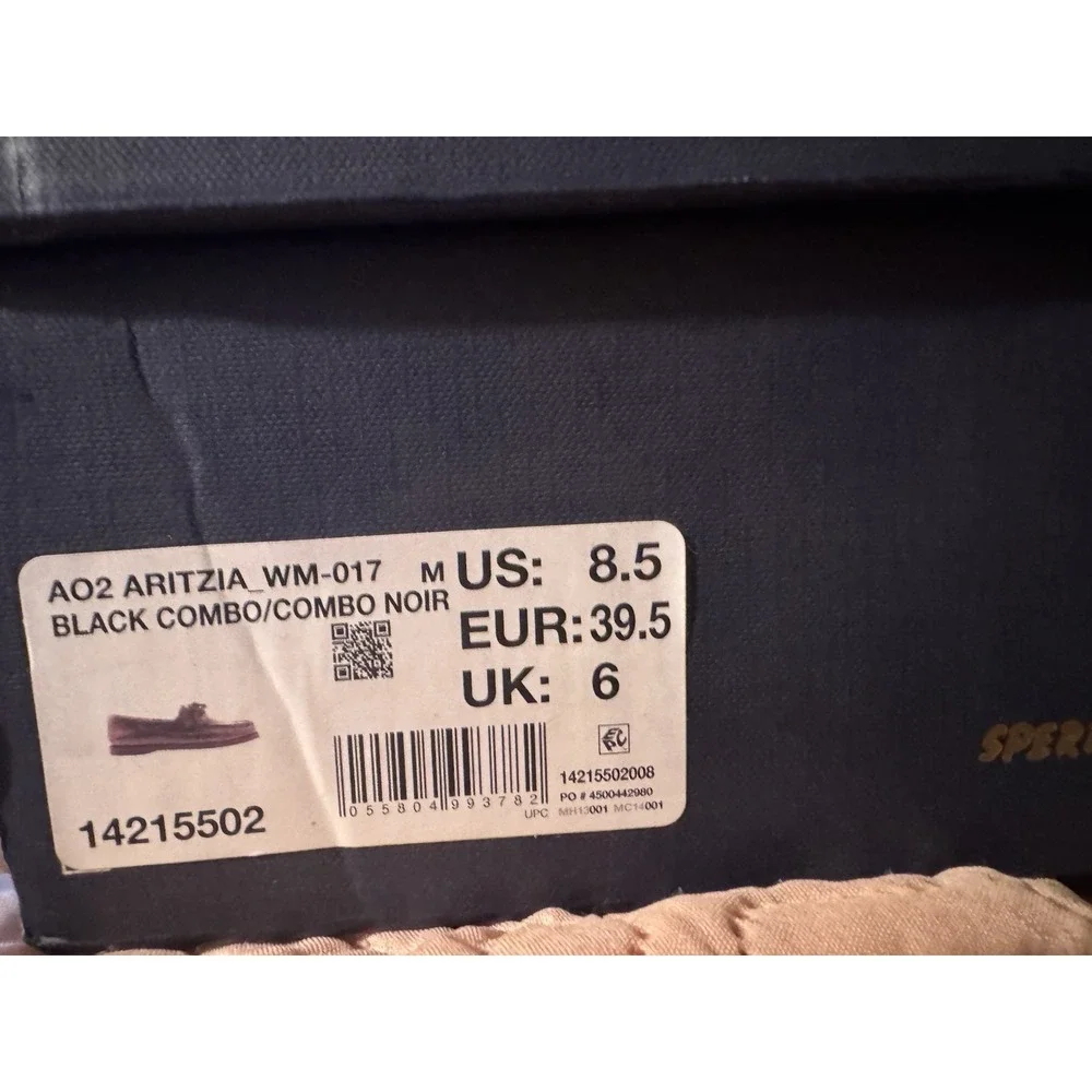 Sperry x Aritzia Authentic Original 2-Eye Boat Shoe Black Women Size 8.5 NWB